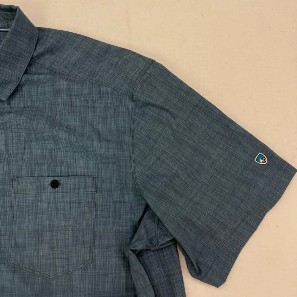 Kuhl Shirt Mens XL Persuadr Short Sleeve Button Up Lightweight Blue UPF Hiking - Picture 11 of 16